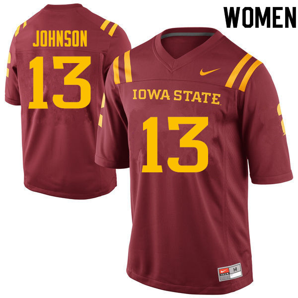 Women #13 Josh Johnson Iowa State Cyclones College Football Jerseys Sale-Cardinal - Click Image to Close